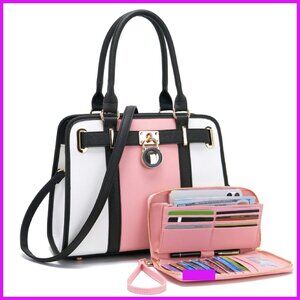 Vegan Leather Tote Satchel Set With Wallet Work Chic Elegant Minimal